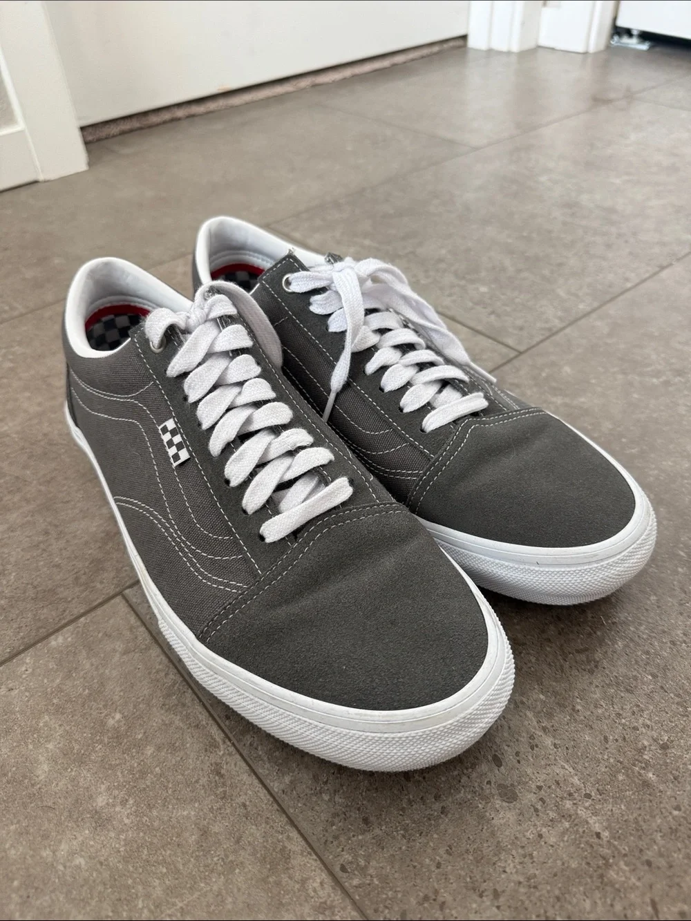 Vans Gray Canvas Low-Top Sneakers with White Trim
